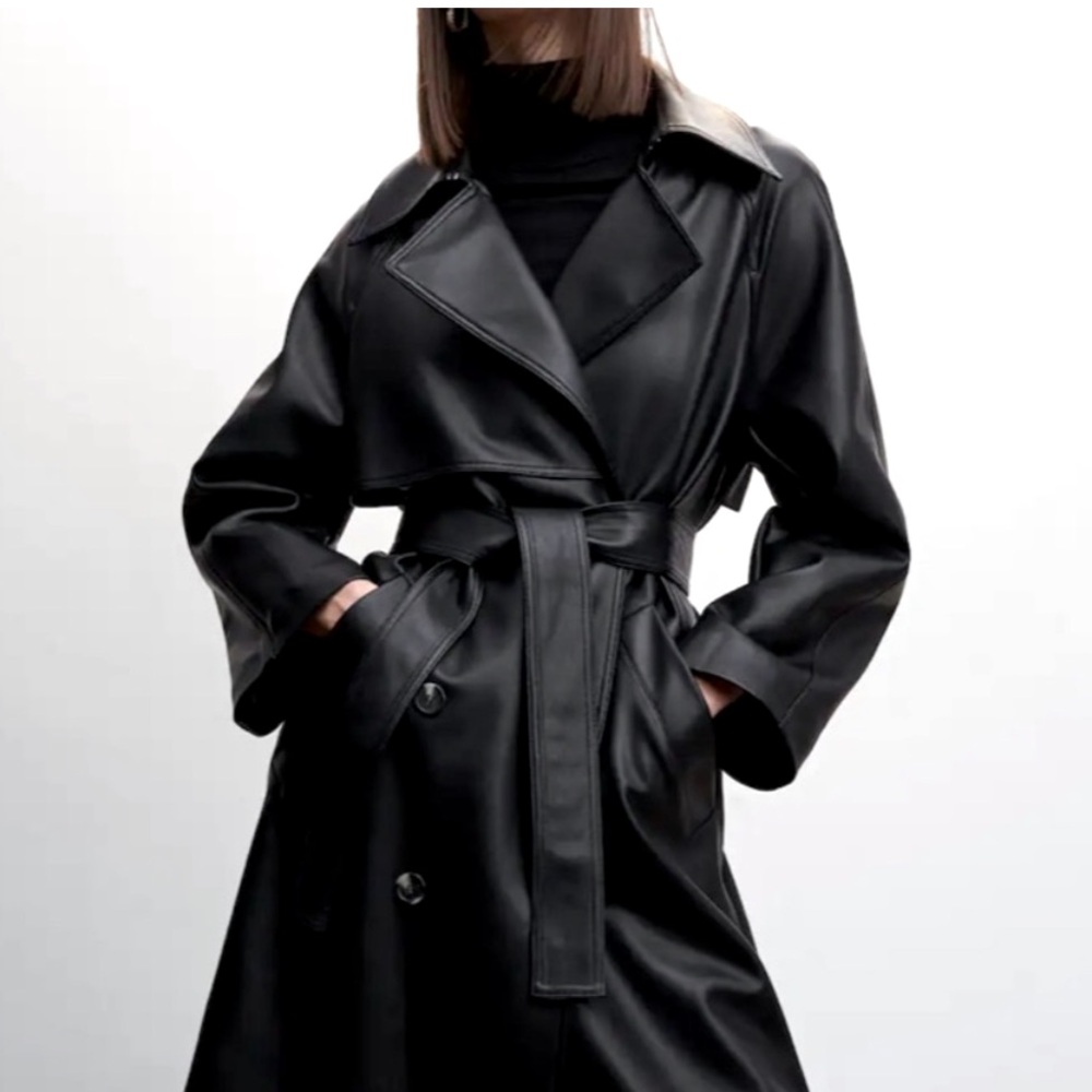 New* MANGO leather effect trench coat